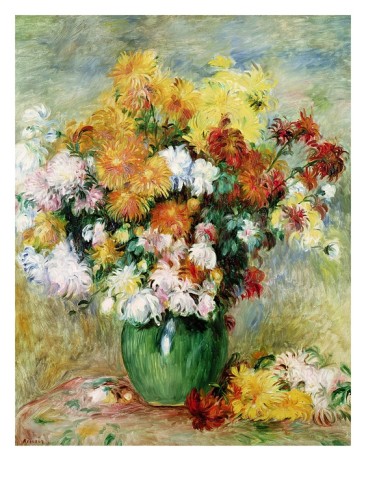 Bouquet of Chrysanthemums - Pierre-Auguste Renoir painting on canvas